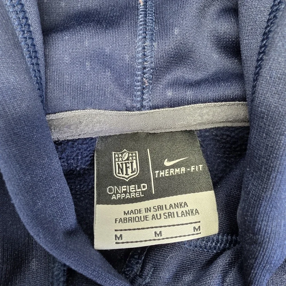 Tennessee Titans Hoodie Medium Blue Fleece Spell Out Logo Nike Therma Fit